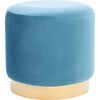 Azai Round Ottoman, Blue/Gold - Accent Seating - 1 - thumbnail