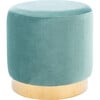 Azai Round Ottoman, Seafoam/Gold - Accent Seating - 1 - thumbnail