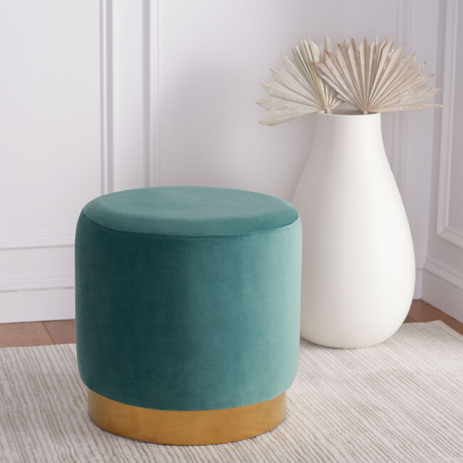 Azai Round Ottoman, Seafoam/Gold - Accent Seating - 2