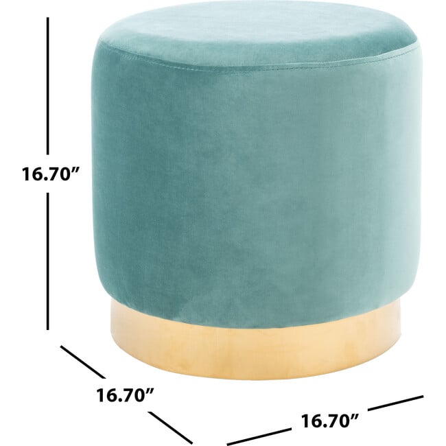 Azai Round Ottoman, Seafoam/Gold - Accent Seating - 3