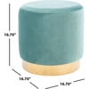 Azai Round Ottoman, Seafoam/Gold - Accent Seating - 3