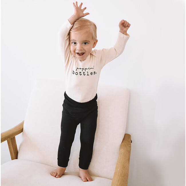 Poppin' Bottles Long Sleeve Onesie, Black - Onesies - 2