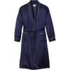 Men's Silk Polka Dots Long Robe, Navy - Robes - 1 - thumbnail