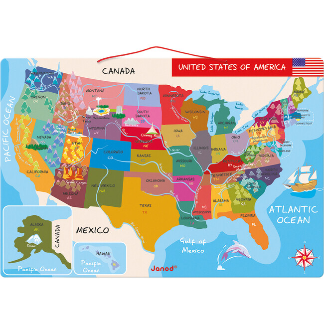 Magnetic USA Map - Janod Puzzles | Maisonette