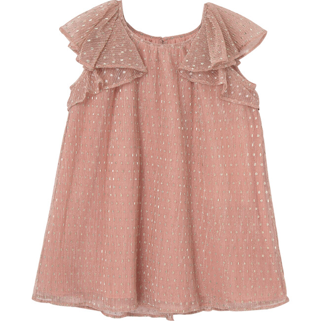 Dotted Chiffon Dress, Peach - Dresses - 1