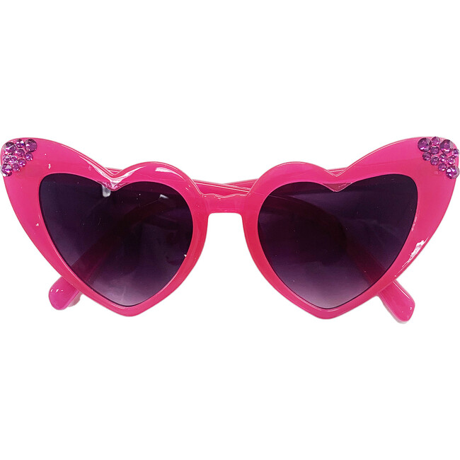 Crystal Heart Sunglasses, Hot Pink - Sunglasses - 1