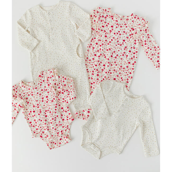 Long Sleeve Ruffle Onesie, Winterberry - Onesies - 4