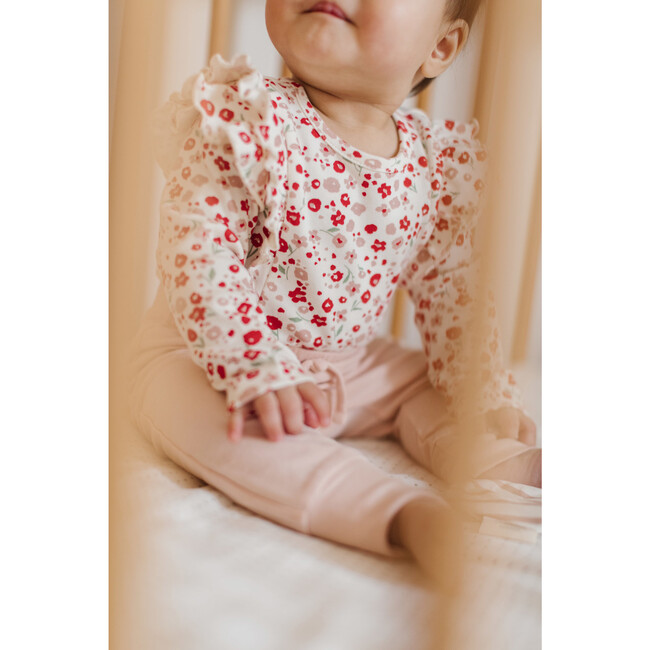 Long Sleeve Ruffle Onesie, Winterberry - Onesies - 5