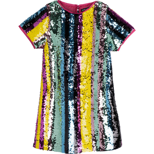 Noel Sequin Shift Dress, Rainbow Sequin Stripes