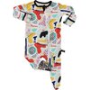 Modern Art Bamboo Footed Sleeper, Multi - Pajamas - 1 - thumbnail