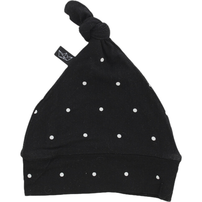 Polkadot Bamboo Knotted Hat, Black