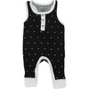 Polkadot Bamboo Tank Romper, Black - Rompers - 1 - thumbnail