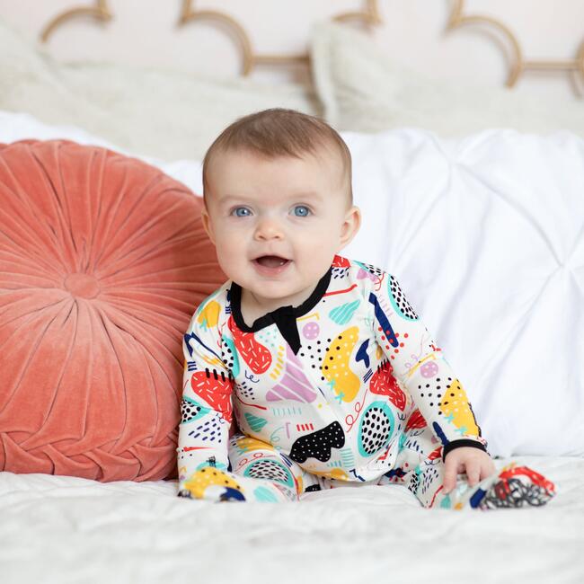 Modern Art Bamboo Footed Sleeper, Multi - Pajamas - 3