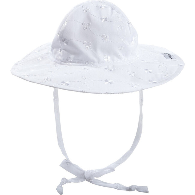UPF 50+ Floppy Hat, White Eyelet - Hats - 1