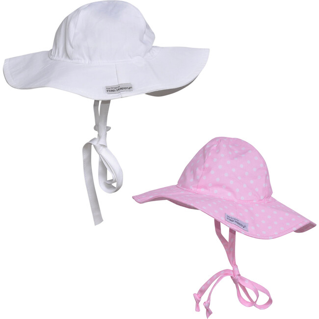 Floppy Hat 2 Pack, Pink Dots & White