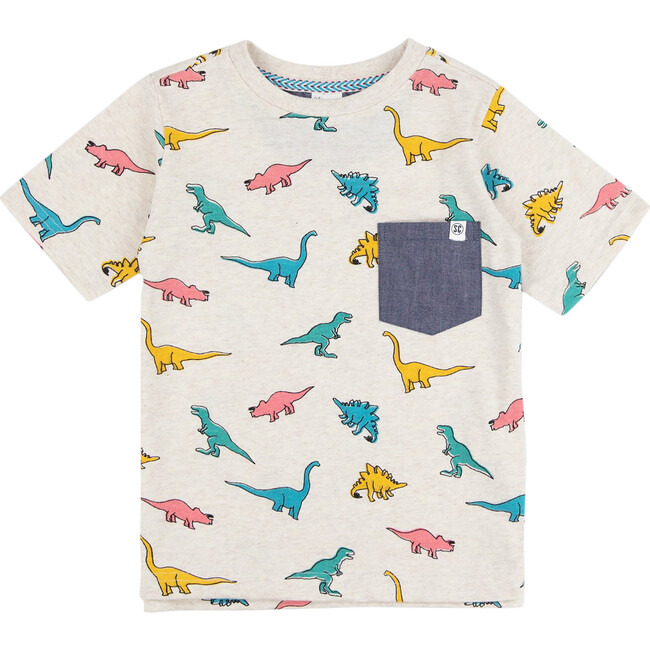 Russ T-Shirt, Colorful Dinos/Oatmeal - Tees - 1