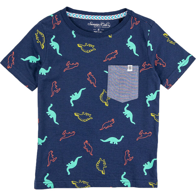 Travis T-Shirt, Primary Dino/ Navy