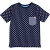 Travis T-Shirt, Mini Flamingo Grid/Navy - Tees - 1 - thumbnail