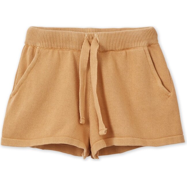 Organic Cotton Knit Shorts, Sandstone - Mineral Dye