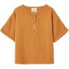 Organic Cotton Knit Kimono Shirt, Dark Ochre - Shirts - 1 - thumbnail