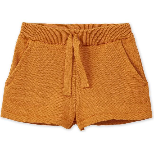 Organic Cotton Knit Shorts, Dark Ochre