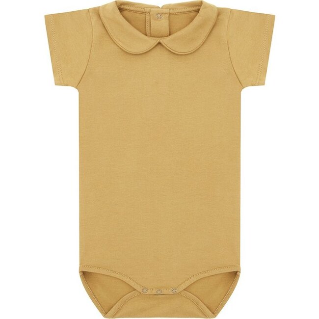 SS Organic Cotton Collared Bodysuit, Clever Camel