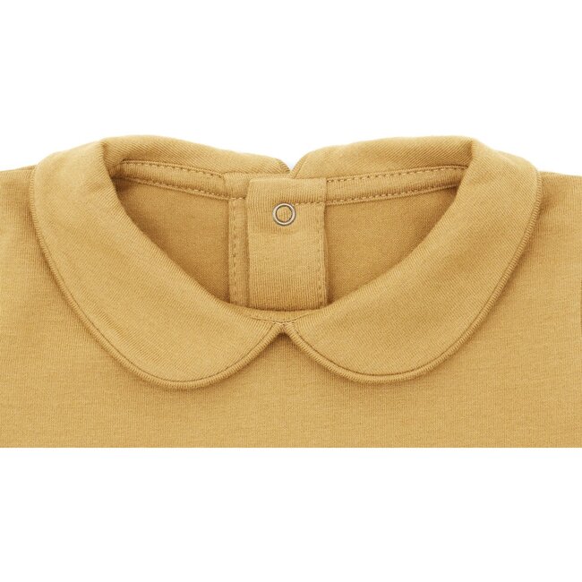 SS Organic Cotton Collared Bodysuit, Clever Camel