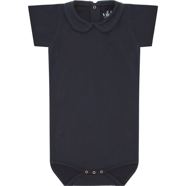 SS Organic Cotton Collared Bodysuit, Nocturnal Navy