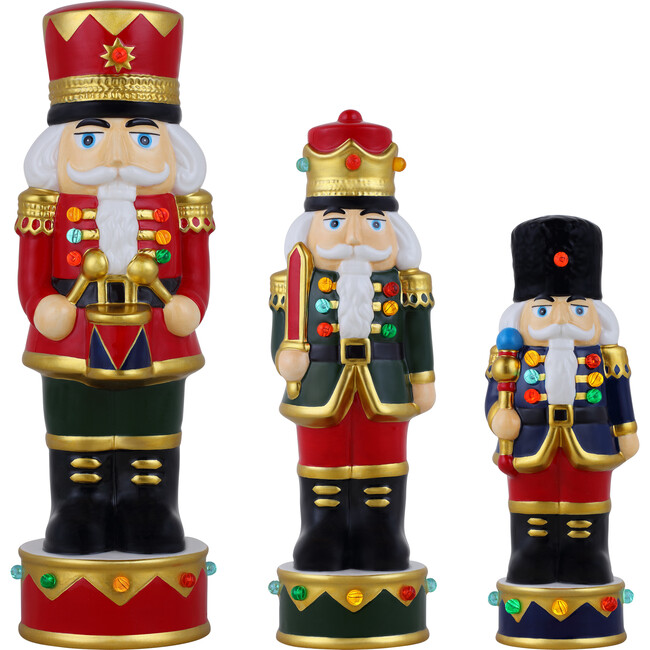 Set of 3 Ceramic Nutcrackers, Multicolor