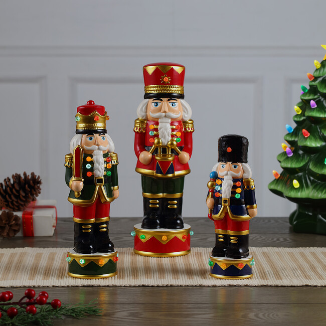 Set of 3 Ceramic Nutcrackers, Multicolor