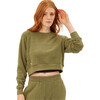 Cropped Crewneck, Olive - Sweatshirts - 1 - thumbnail