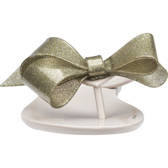 Mel Harmonic Bow Flip Flop, Beige Gold Glitter - Sandals - 5