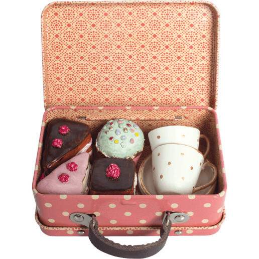 Suitcase with Cakes Tea and Cups - Play Food - 1