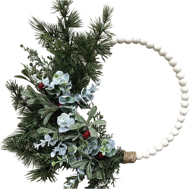 Holiday Beaded Hoop Wreath, Green - Wreaths - 1