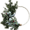 Holiday Beaded Hoop Wreath, Green - Wreaths - 1 - thumbnail