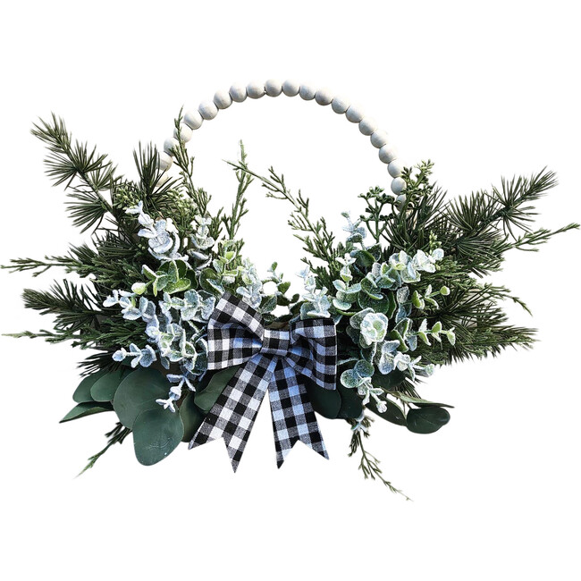Winter Beaded Hoop Wreath, Green