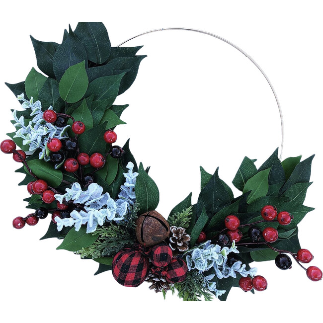Holiday Hoop Wreath, Green - Wreaths - 1