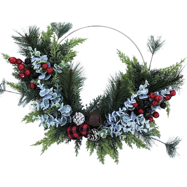 Holiday Pine Hoop Wreath, Green