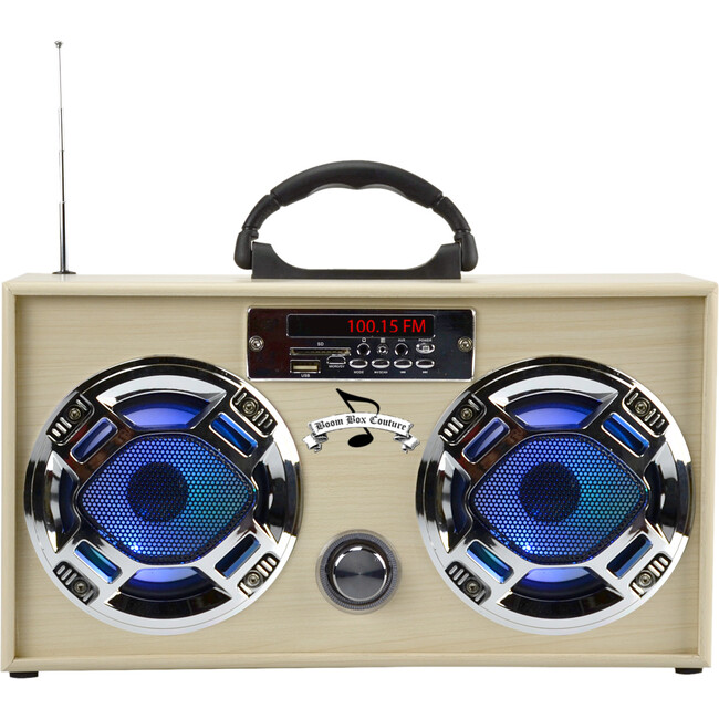 Bluetooth Mini Boom Box, Light Wood - Musical - 1