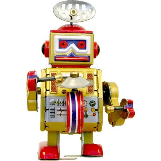 Robot Tin Toy, Yellow - Transportation - 1