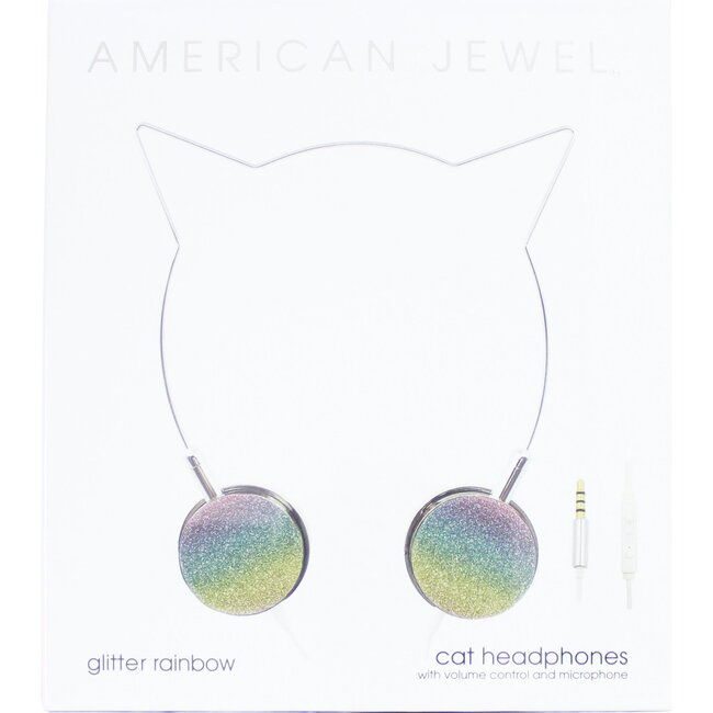 Cat Headphones, Silver/Rainbow Glitter - Musical - 2