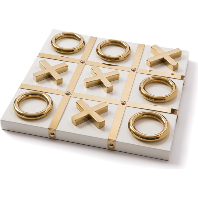 Tic Tac Toe, White with Gold