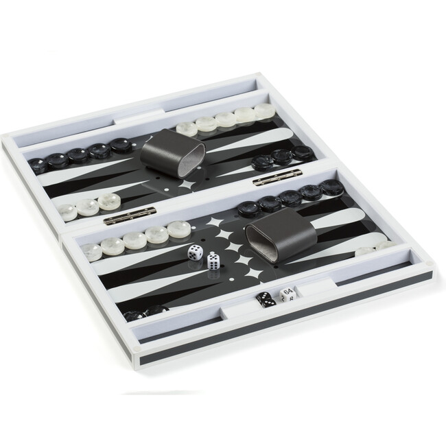 Lacquer Backgammon Set, Grey and White