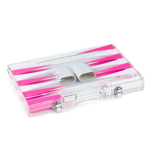 Acrylic Luxury Backgammon Set, Pink and White