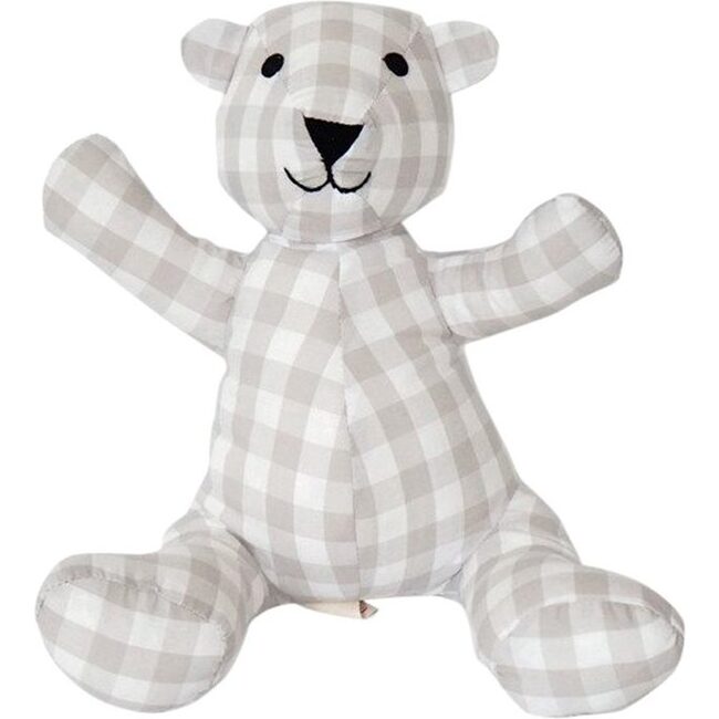 Teddy Bear in Beige Gingham Cotton - Plush - 1