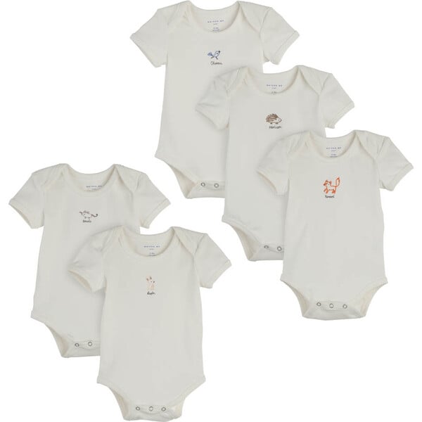 Baby Animal 5 Piece Bodysuit Set, White - Maison Me Rompers | Maisonette