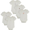 Baby Animal 5 Piece Bodysuit Set, White - Onesies - 1 - thumbnail