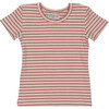 Baby Kai Short Sleeve Tee, Pink & Natural Stripe - Tees - 1 - thumbnail