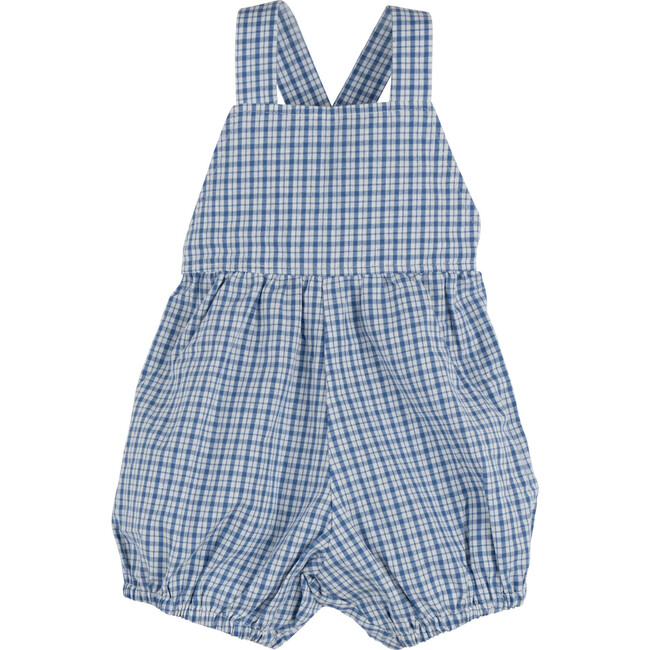 Baby Miki Overall Romper, Blue Check - Overalls - 1 - zoom