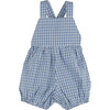 Baby Miki Overall Romper, Blue Check - Overalls - 1 - thumbnail